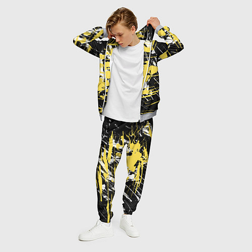 Мужской костюм Желтая краска на черном / 3D-Меланж – фото 3
