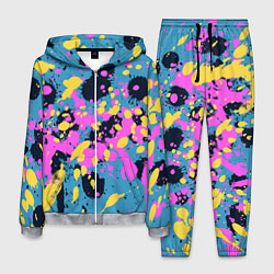 Костюм мужской Брызги краски розовой желтой и темно синей, цвет: 3D-меланж