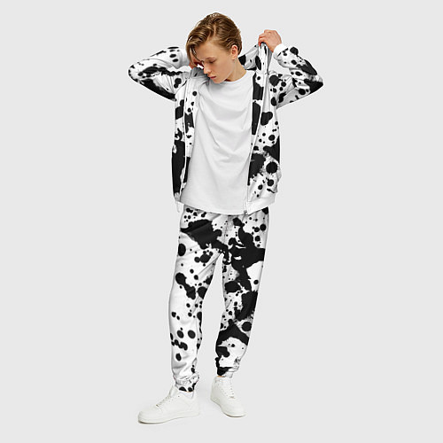 Мужской костюм Брызги черной краски / 3D-Белый – фото 3