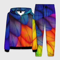 Костюм мужской Радужные перья попугая, цвет: 3D-черный