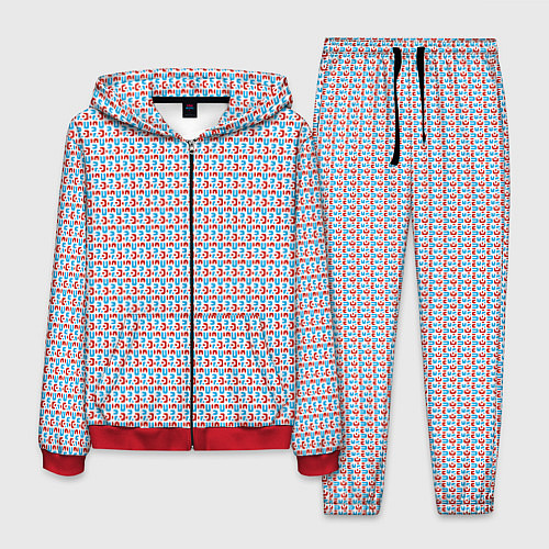 Мужской костюм Красно-синие фигуры на белом фоне / 3D-Красный – фото 1