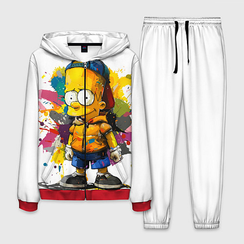 Мужской костюм Рисунок красками Барт Симпсон / 3D-Красный – фото 1
