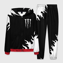Костюм мужской Monster energy белый огонь, цвет: 3D-красный
