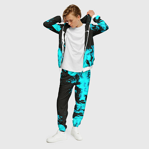Мужской костюм Monster energy голубой огонь / 3D-Белый – фото 3