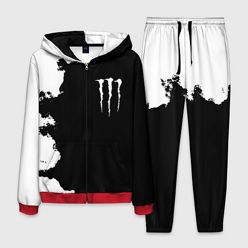 Мужской костюм Monster energy краски белые / 3D-Красный – фото 1