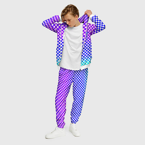 Мужской костюм Monster шахматная клетка градиент / 3D-Белый – фото 3
