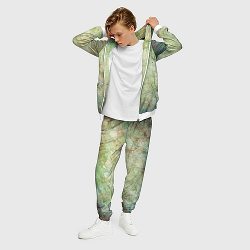 Мужской костюм Абстракция - faded spots on a green background / 3D-Белый – фото 3