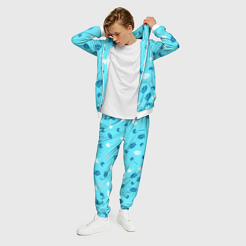 Мужской костюм Текстура голубой гавайской рубашки / 3D-Белый – фото 3