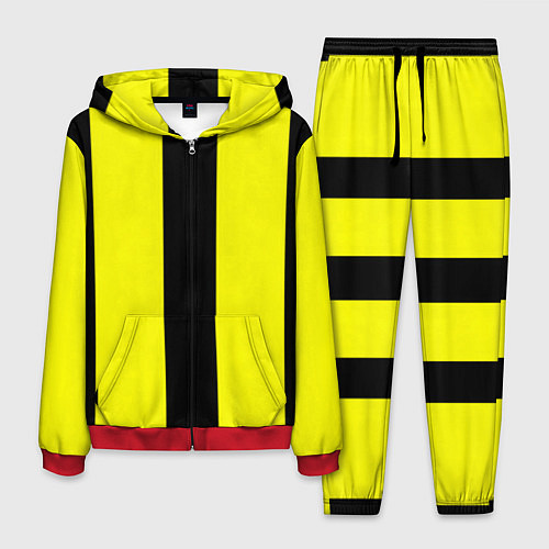 Мужской костюм Color yellow black line / 3D-Красный – фото 1