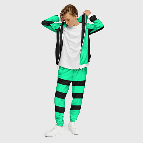 Мужской костюм Color turquoise black line / 3D-Белый – фото 3