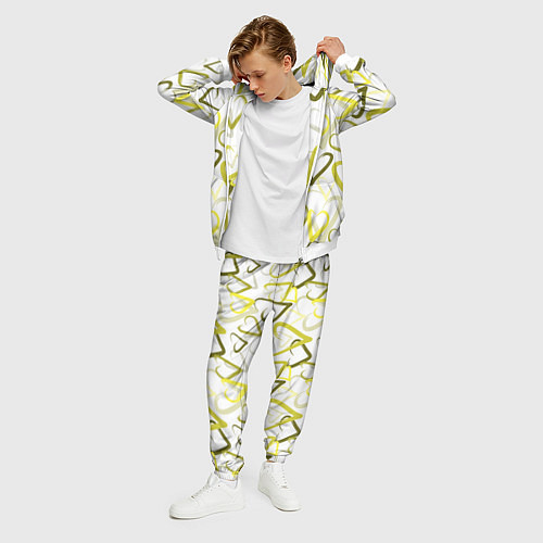 Мужской костюм Зеленые сердца / 3D-Белый – фото 3
