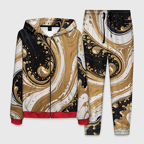 Мужской костюм Черный агат и жидкое золото / 3D-Красный – фото 1