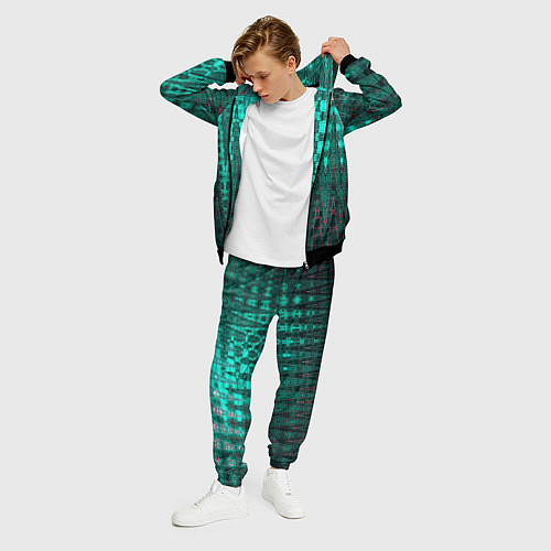 Мужской костюм Нефритовый зелёный абстракция / 3D-Черный – фото 3