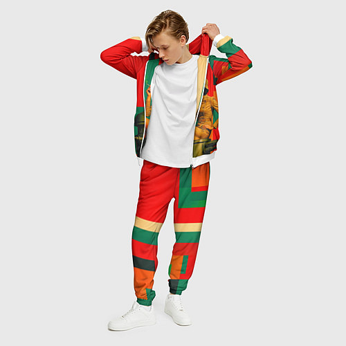 Мужской костюм Милитари девушка на оружейной башне ретрофутуризм / 3D-Белый – фото 3