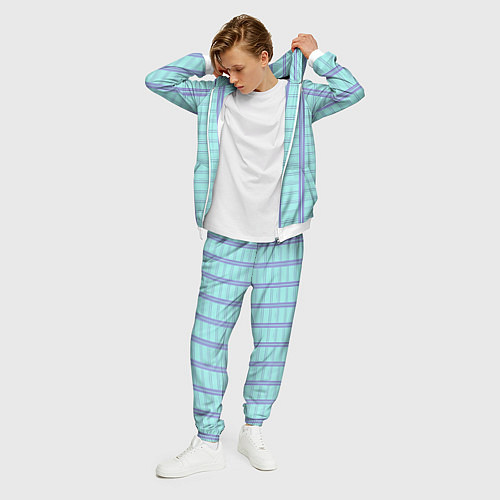 Мужской костюм Color light blue cage / 3D-Белый – фото 3