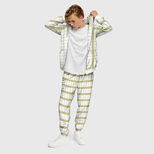 Мужской костюм Color white cage yellow stripes / 3D-Белый – фото 3