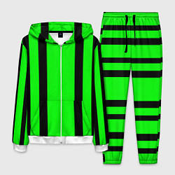 Костюм мужской Color black and green stripes, цвет: 3D-белый