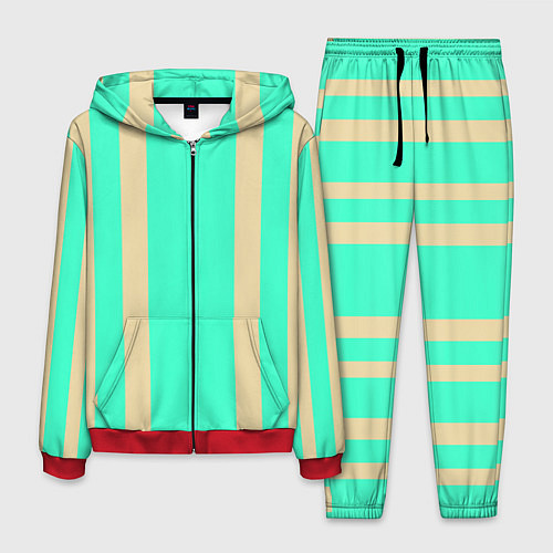 Мужской костюм Color blue beige stripes / 3D-Красный – фото 1