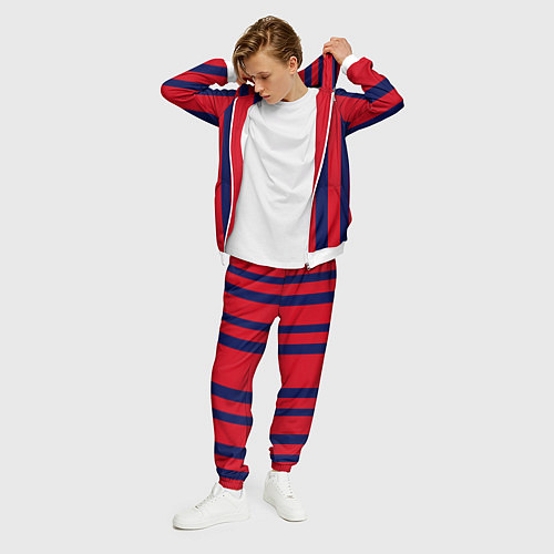 Мужской костюм Color black red stripes / 3D-Белый – фото 3
