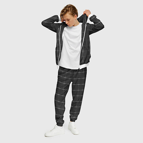 Мужской костюм Color grey white lines / 3D-Белый – фото 3