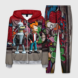 Костюм мужской Bender bending robot and Fry - ai art graffiti, цвет: 3D-меланж