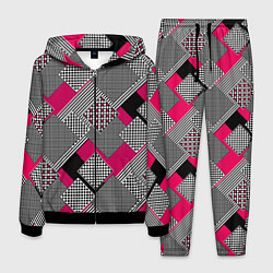 Костюм мужской Красно черная абстрактная геометрия пэчворк, цвет: 3D-черный