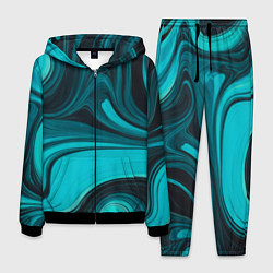 Костюм мужской Мраморный малахитовый узор из изумрудных разводов, цвет: 3D-черный