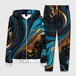 Костюм мужской Сине-золотая абстракция, цвет: 3D-белый