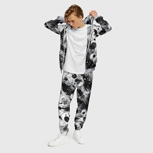 Мужской костюм Абстрактная чёрно-белая композиция / 3D-Меланж – фото 3