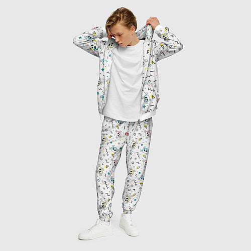 Мужской костюм Паттерн с черепами и геометрическими фигурами на Х / 3D-Белый – фото 3