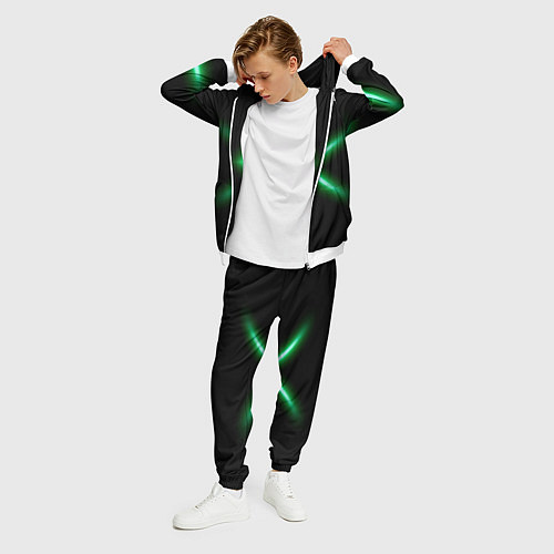 Мужской костюм Neon green lines / 3D-Белый – фото 3