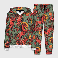 Мужской костюм Красный конь и розы