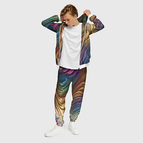 Мужской костюм Сморщенные складочки жидкости / 3D-Белый – фото 3