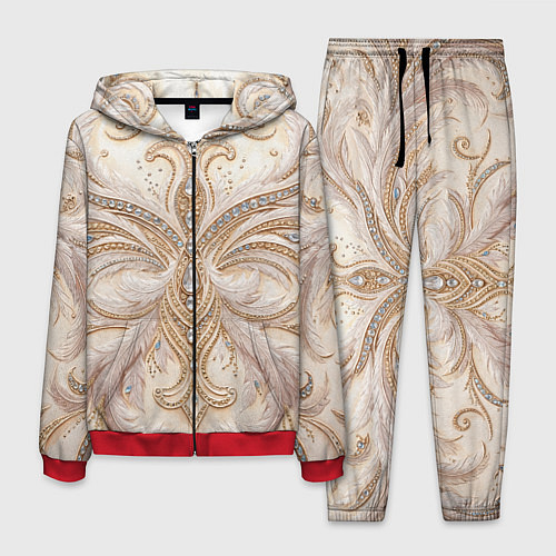 Мужской костюм Перламутровый орнамент с перьями / 3D-Красный – фото 1