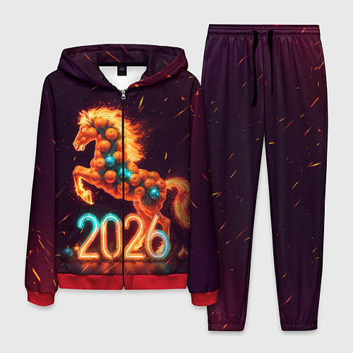 Мужской костюм Новогодняя мандариновая лошадь 2026 / 3D-Красный – фото 1