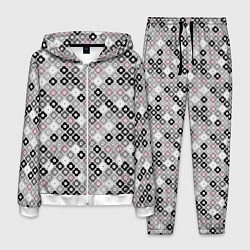 Костюм мужской Цветочный серо-розовый узор ретро, цвет: 3D-белый