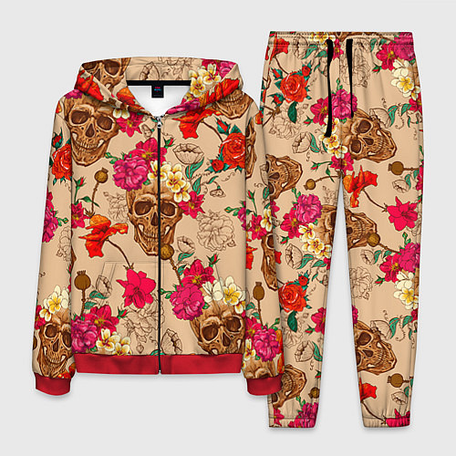 Мужской костюм Черепа в цветах / 3D-Красный – фото 1