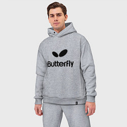 Мужской костюм оверсайз Butterfly Logo, цвет: меланж — фото 2
