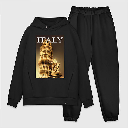 Мужской костюм оверсайз Leaning tower of Pisa / Черный – фото 1