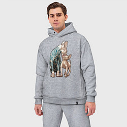 Мужской костюм оверсайз Кошки сфинксы, цвет: меланж — фото 2