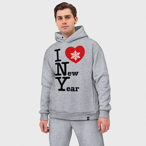 Мужской костюм оверсайз I love New Year / Меланж – фото 3