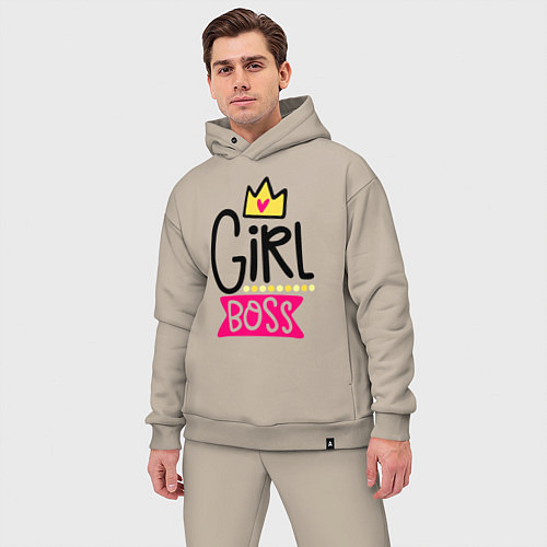 Мужской костюм оверсайз Girl Boss / Миндальный – фото 3