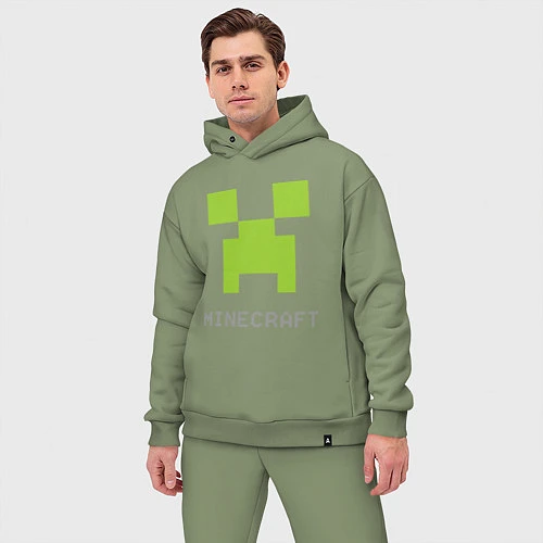 Мужской костюм оверсайз Minecraft logo grey / Авокадо – фото 3