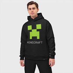 Мужской костюм оверсайз Minecraft logo grey, цвет: черный — фото 2