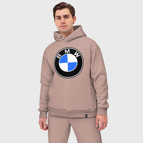 Мужской костюм оверсайз Logo BMW / Пыльно-розовый – фото 3