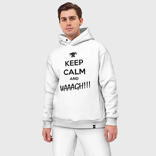 Мужской костюм оверсайз Keep Calm & WAAAGH / Белый – фото 3