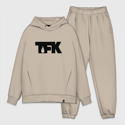 Мужской костюм оверсайз TFK: Black Logo / Миндальный – фото 1