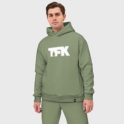 Мужской костюм оверсайз TFK: White Logo, цвет: авокадо — фото 2