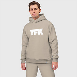 Мужской костюм оверсайз TFK: White Logo, цвет: миндальный — фото 2