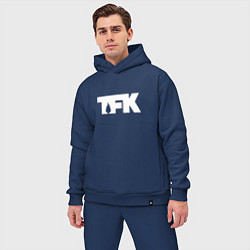 Мужской костюм оверсайз TFK: White Logo, цвет: тёмно-синий — фото 2